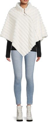 Stand Collar Faux Fur Poncho