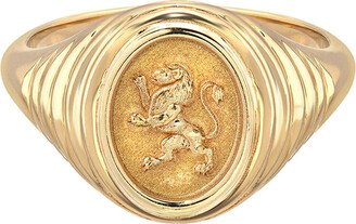 Lion Tiered Fantasy Yellow Gold Signet Ring