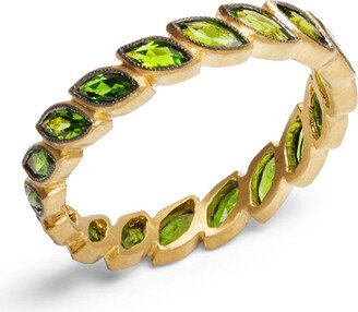 Chrome Diopside Single Laurel Band Yellow Gold Ring