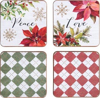 Poinsettia Christmas Coaster S/4