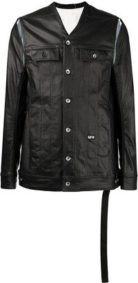 Buttoned-Up Leather Jacket-AA