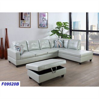 LifeStyle Furniture 3-Pieces Sectional Sofa Set,Right Facing Silver Green