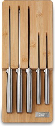 Elevate Steel Knives Bamboo Store 5-Piece Knife Set with in-Drawer Bamboo Storage Tray
