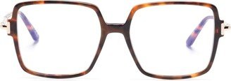 Tortoiseshell-Effect Square-Frame Glasses-AA