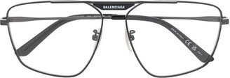 Balenciaga Eyewear Polished-Effect Pilot-Frame Glasses