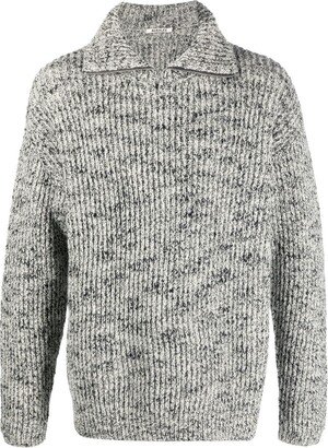 Ribbed Zip-Detail Jumper