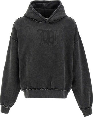 Logo Printed Raw Cut Hoodie