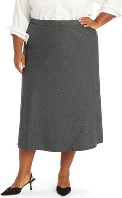 Chase Pinstripe Wool Blend Bias Midi Skirt