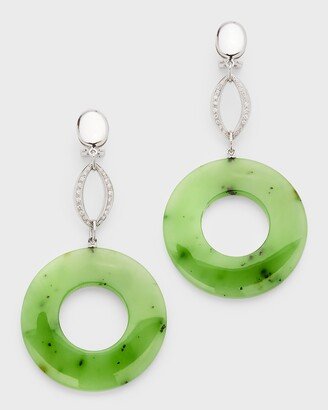 Sanalitro 18K White Gold Jade Earrings with Diamonds