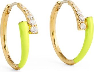 Yellow Gold, Diamond And Enamel Lola Hoop Earrings