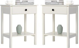 IGEMAN Wood Nightstand Set of 2, Modern Bedside Table with Drawer and Shelf