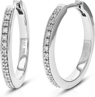 Vir Jewels 1/10 cttw Round Cut Lab Grown Diamond Prong Set Hoop Earrings in .925 Sterling Silver 3/4 Inch