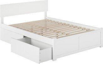 AFI Orlando Full Platform Bed with Footboard and 2 Bed Drawers in White