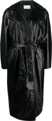 Polished-Effect Tied Trench Coat