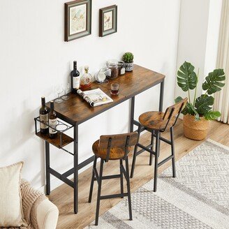 BEYONDHOME Bar Table Set with Wine Bottle Storage Rack