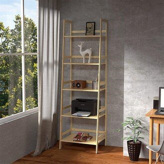 BESTCOSTY Bamboo Bookshelf, 5 Tier Ladder Open Shelf for Bedroom & Living Room