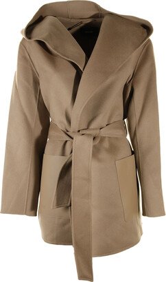 Azra Brown Wool Coat With Belt