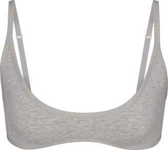 Cotton Logo Scoop Neck Bralette | Light Heather Grey