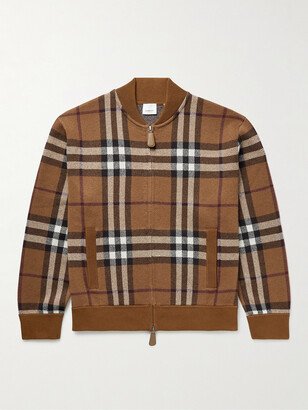 Checked Cashmere-Jacquard Bomber Jacket