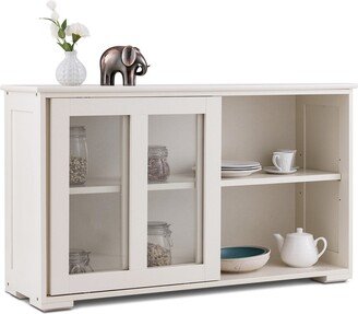 Storage Cabinet Sideboard Buffet Cupboard Glass Sliding Door - See Details