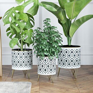 Aspire Home Accents Andrey Black/White Hexagonal Cylindrical Planters