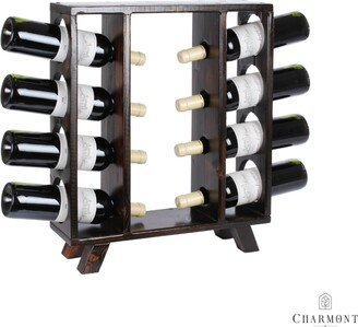 Countertop Wooden Wine Rack | Bottle Holder Rustic Shelf Storage Bar Room Organizer Display