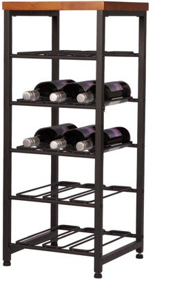 Metal Wine Rack with Wood Top