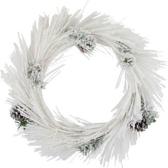 Northlight 24 White Flocked Artificial Christmas Wreath with Pine Cones