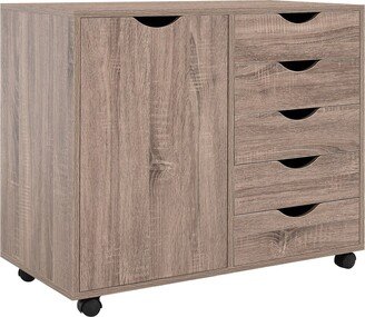 Home Imports Emporium Amy 5 Drawer Chest, Wood Storage Dresser Cabinet with Wheels, Craft Storage Organization, Makeup Drawer Unit for Closet, Bedroom