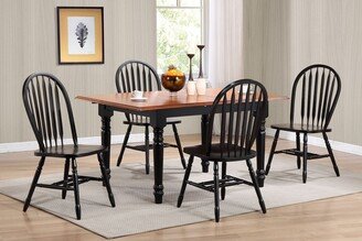 Besthom Black Cherry Selections 5-Piece Solid Wood Dining Table Set with Windsor Arrowback Chairs