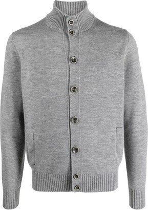 High-Neck Virgin Wool Cardigan-AB