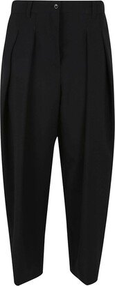 High Waisted Straight-Leg Pleated Trousers