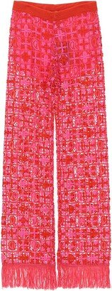 Paisley-Embroidered Fringed Trousers