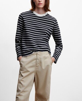 Women's Striped Cotton-Blend Sweatshirt