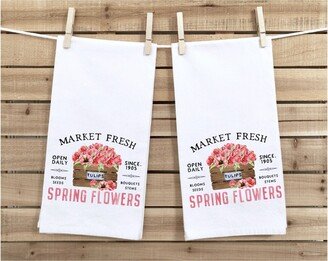 Tea Towels, Spring Flowers, Set Of 2, Soft & Absorbent Microfiber, Great Gift Idea