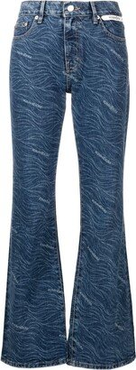 Helon logo-print flared jeans