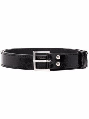 Cross-Plaque Leather Belt