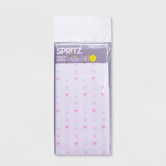 8ct Heart Print Pegged Tissue Paper Pink - Spritz™