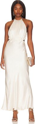 Milo Ruched Open Back Halter Maxi Dress