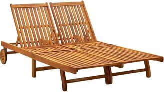 Patio Lounge Chair Outdoor Sunbed Poolside Sunlounger Solid Acacia Wood - 78.3