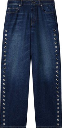 Eyelet Loose-Fit Jeans-AA