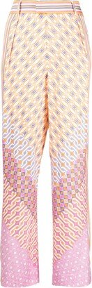 Abstract-Print High-Waist Trousers