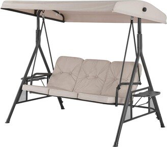 LIVIVO Luxurious Florence 3 Seater Swing Chair with Canopy Hammock