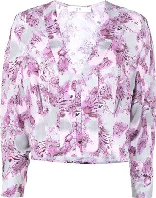 Graphic-Print V-Neck Blouse