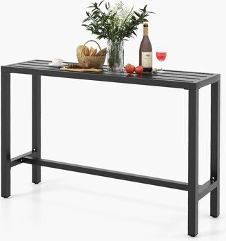 Outdoor Metal Bar Table 55'' Patio Rectangular Counter Height - L Size: 55'' x 16'' x 37.5''