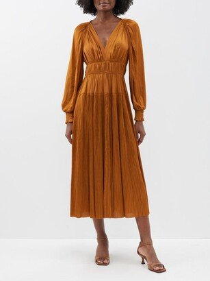 Laraline Plissé-satin Midi Dress