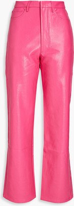 Faux leather straight-leg pants