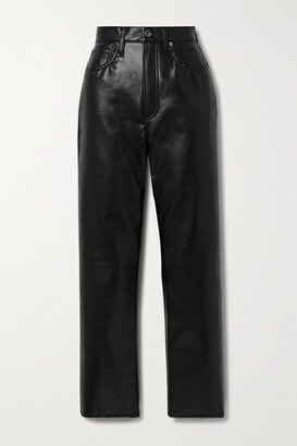 Net Sustain 90s Pinch Leather-blend Straight-leg Pants - Black