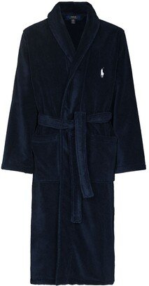 Embroidered Logo Belted Robe