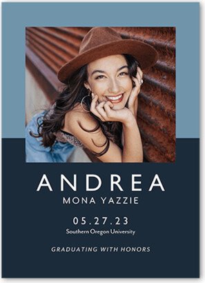 Graduation Announcements: Two Toned Graduation Announcement, Blue, 5X7, Standard Smooth Cardstock, Square